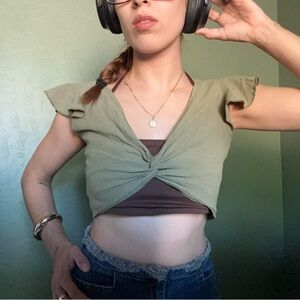 Charlotte Russe Sage Twist Crop Top